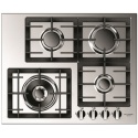 Plita incorporabila Fulgor Milano, QH 604 G WK X, 60 cm, plita gaz, 4 arzatoare, sistem Stop-Gaz, butoane otel, sticla inox