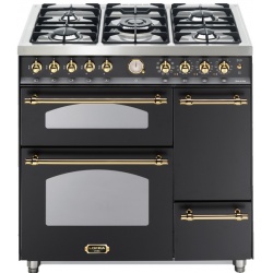 Aragaz Lofra Dolcevita RNMT96MF2ET / CIF, 90x60cm, gaz, 5 arzatoare, 2 cuptoare, grill, rotisor, timer, negru