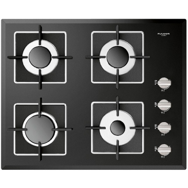 Plita incorporabila Fulgor Milano, FCH 604 G BK, 60 cm, plita gaz, 4 arzatoare,sistem Stop-Gaz, butoane otel, sticla neagra