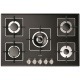 Plita incorporabila Fulgor Milano, FSH 755 G WK BK, 77 cm, plita gaz, 5 arzatoare,sistem Stop-Gaz, butoane otel, sticla neagra