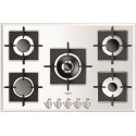 Plita incorporabila Fulgor Milano, FCH 755 G WK WH, 77 cm, plita gaz, 5 arzatoare,sistem Stop-Gaz, butoane otel, sticla alba