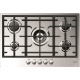 Plita incorporabila Fulgor Milano, CPH 765 GWK X, 76 cm, plita gaz, 5 arzatoare,sistem Stop-Gaz, butoane otel, inox,