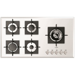 Plita incorporabila Fulgor Milano, FCH 905 G DWK WH, 90 cm, plita gaz, 5 arzatoare,sistem Stop-Gaz, butoane otel, sticla alba
