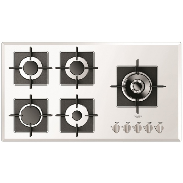 Plita incorporabila Fulgor Milano, FCH 905 G DWK WH, 90 cm, plita gaz, 5 arzatoare,sistem Stop-Gaz, butoane otel, sticla alba