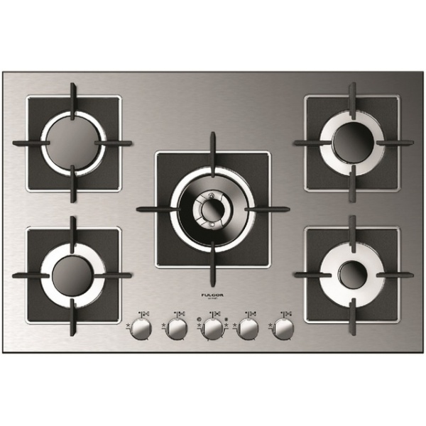 Plita incorporabila Fulgor Milano, FSH 775 G DWK XX, 75 cm, plita gaz, 5 arzatoare,sistem Stop-Gaz, butoane otel, inox