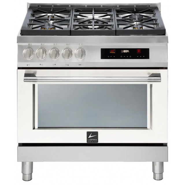 Aragaz Lofra ITALIA ABPG96WMFT/AEO, 90X60cm, 5 arzatoare, cuptor electric, grill electric, timer, aprindere electronica, Alb