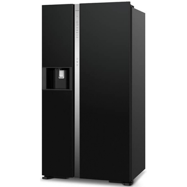 Side by Side Hitachi R-SX700GPRU0 , clasa F, 633 Litri, 179 cm inaltime, compresor inverter, sticla neagra