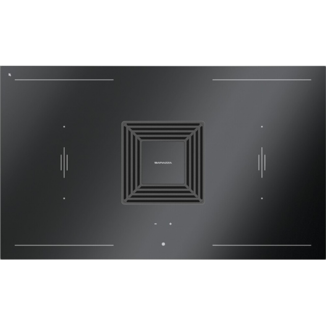 Plita incorporabila cu hota integrata Barazza 1PKZP9N, 90 cm, 4 zone gatit, aprindere electronica, sticla neagra