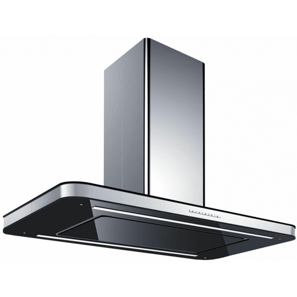 Hota insula Baraldi Stivia isola 01STVIS090STB80, 90 x 60 cm, 800 m3/h, sticla neagra/inox